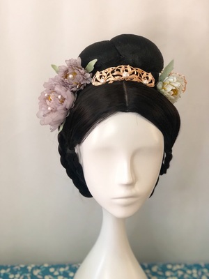 汉服牡丹绢花朵发夹发钗发簪子发饰古风