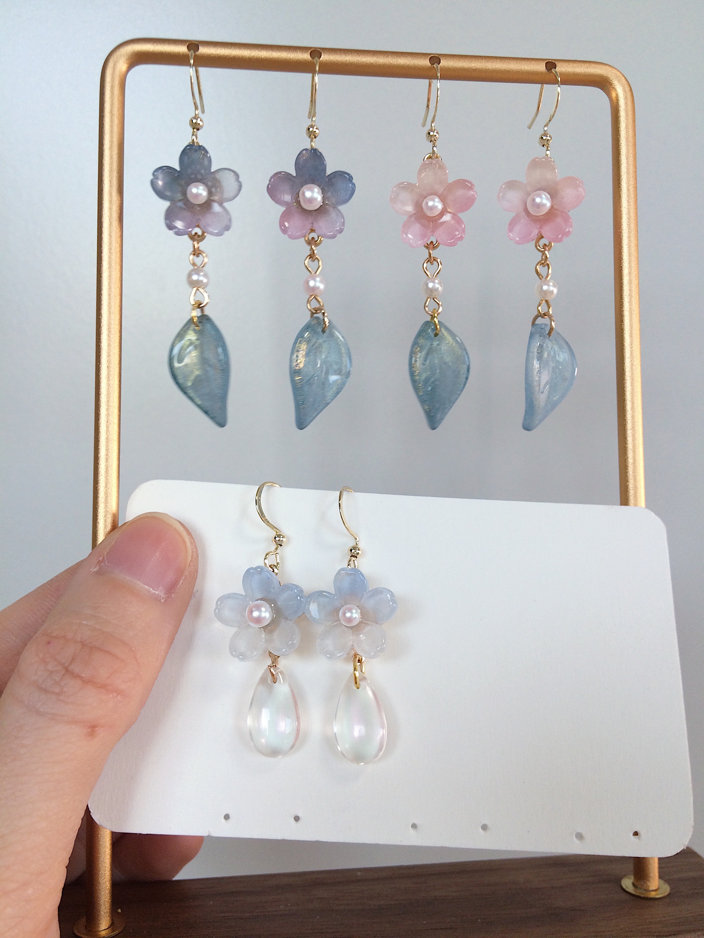 【花满楼。琉璃花耳环】中国风古风古装耳钩耳夹唐风明制旗袍舞蹈