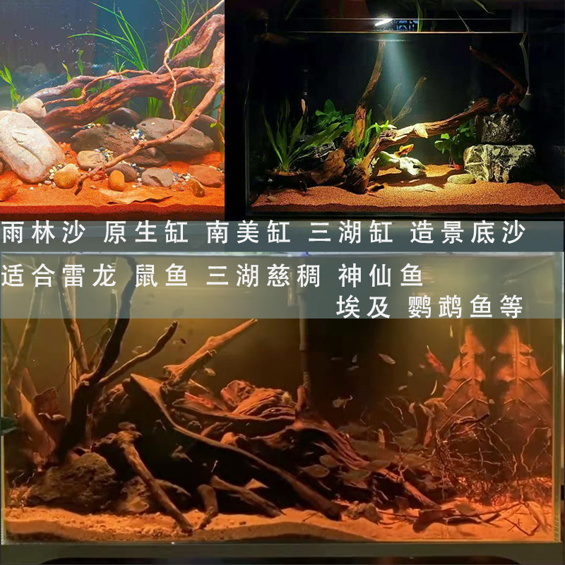 热带雨林沙鼠鱼沙原生鱼缸底砂南美造景沙埃及七彩雷龙水草黄金沙