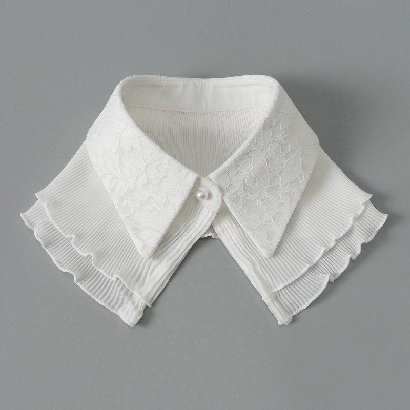 韩版白色雪纺衬衫假领子女风琴领外搭毛衣领配裙小披肩百搭蕾丝领