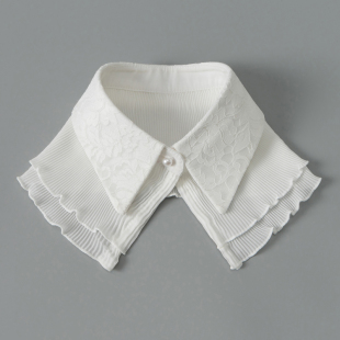 韩版 假领子女风琴领外搭毛衣领配裙小披肩百搭蕾丝领 白色雪纺衬衫