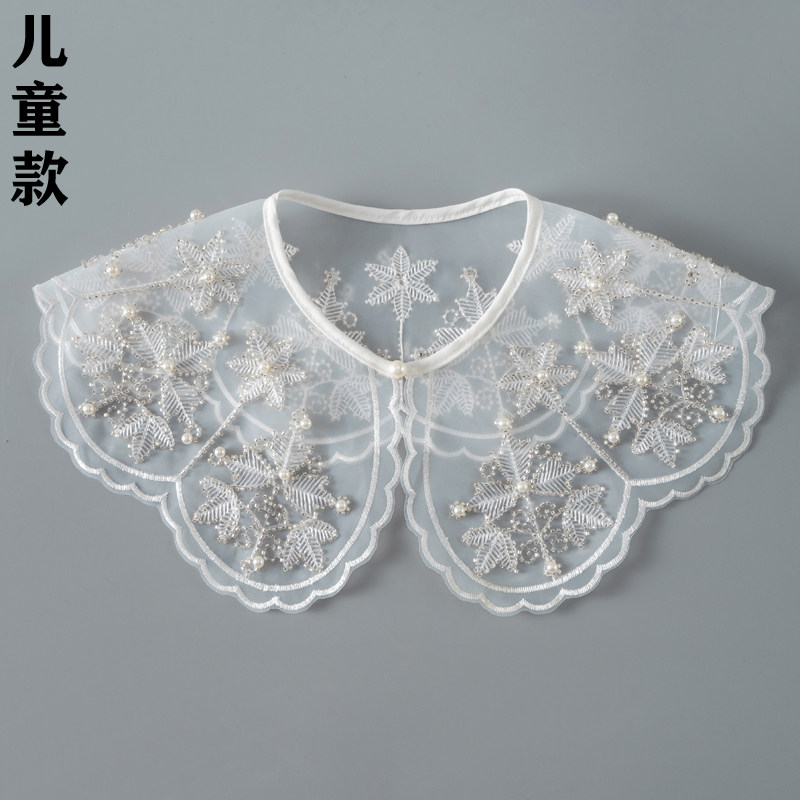 儿童款假领子女重工钉珠装饰领女图片