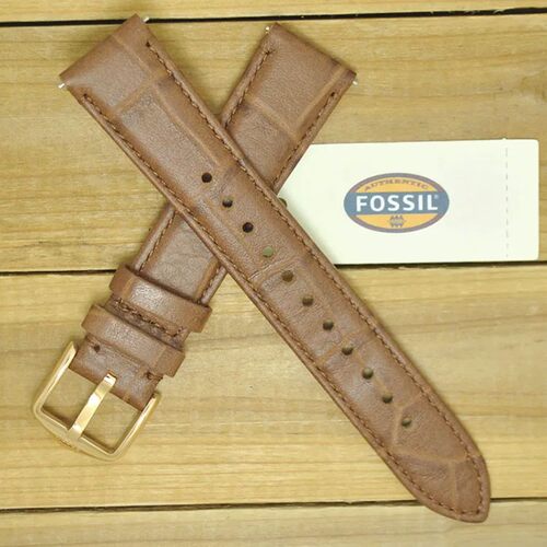 手表表带fossil小牛皮竹节纹18mm
