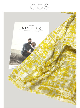 COS围巾秋冬大牌新款姜黄色真丝羊毛休闲流苏海滩沙滩围巾丝巾