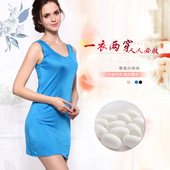 新款 真丝吊带背心衬裙睡裙桑蚕丝宽松v领打底百搭家居服长裙