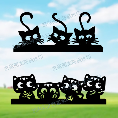 072机灵猫 激光切割矢量图CAD电子版图纸DXF格式 可爱 黑猫