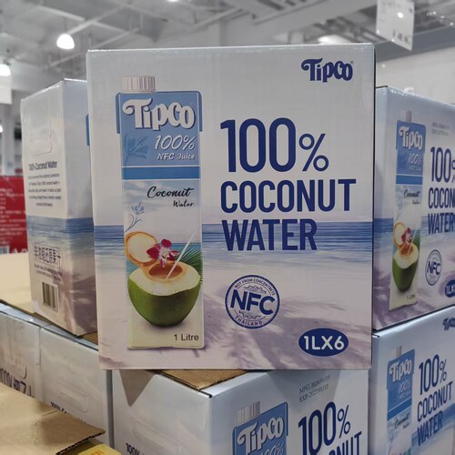 开市客代购 泰国进口tipco 100%椰子水非浓缩1L*6瓶果汁 饮料