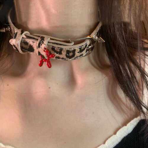 【奈德丽】豹纹choker颈链项圈女秋冬高级感辣妹锁骨链甜酷脖颈链