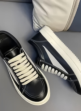 2026新款低帮男ro侵权款鞋暗黑真皮大码厚底增高鞋运动休闲板鞋女