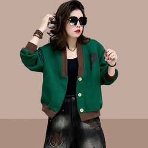 2023春秋新款女士短外套棒球服爆款短款小个子上衣洋气针织衫女装