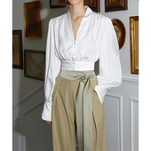 白色衬衫 女设计感小众高级感2025新款 春秋短款 AEL法式 长袖 上衣