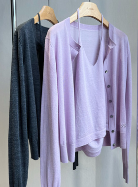 小众设计 25夏 优雅气质时尚 挂脖露背针织背心防晒薄款开衫套装