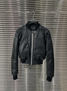 小众设计 23冬季 暗黑时髦个性休闲PU皮收腰修身保暖短款羽绒外套