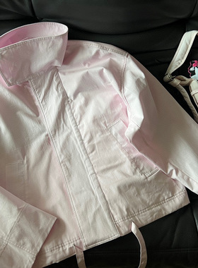 小众设计 23秋季 博主同款 极简百搭大方抽绳立领宽松夹克外套女