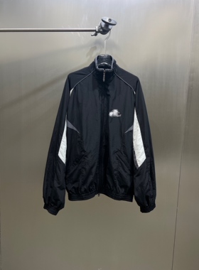 小众设计 23W 博主同款 logo刺绣撞色拼接宽松男友风冲锋夹克外套