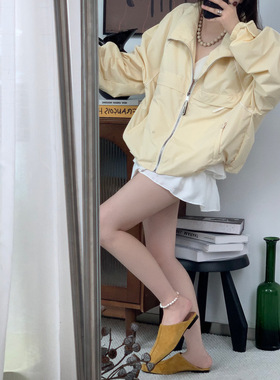 小众设计 24秋 休闲运动青春 口袋拉链装饰立领短款冲锋夹克外套