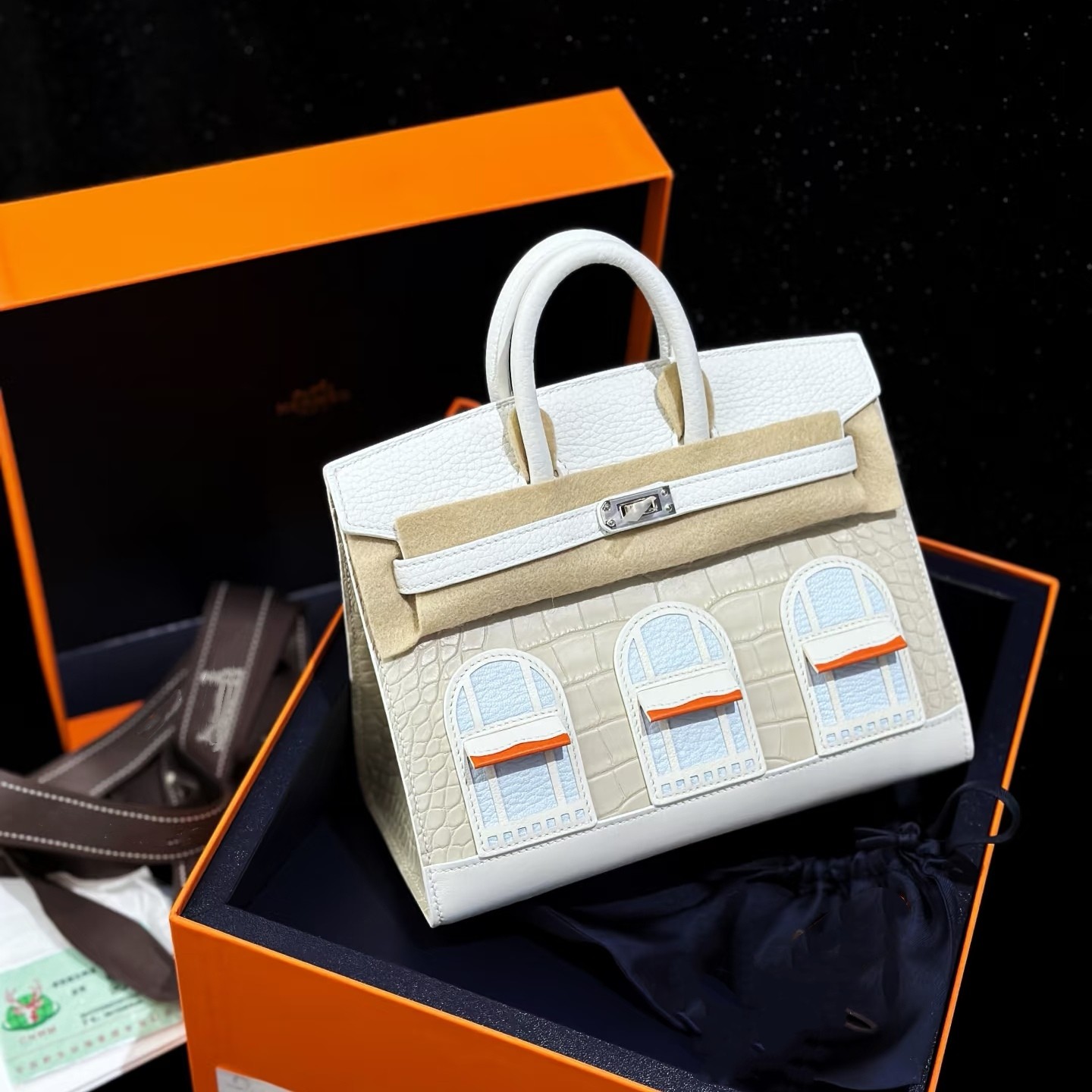 2026新款拼色小房子铂金包高级感真皮手提包单肩斜挎包女百搭通勤