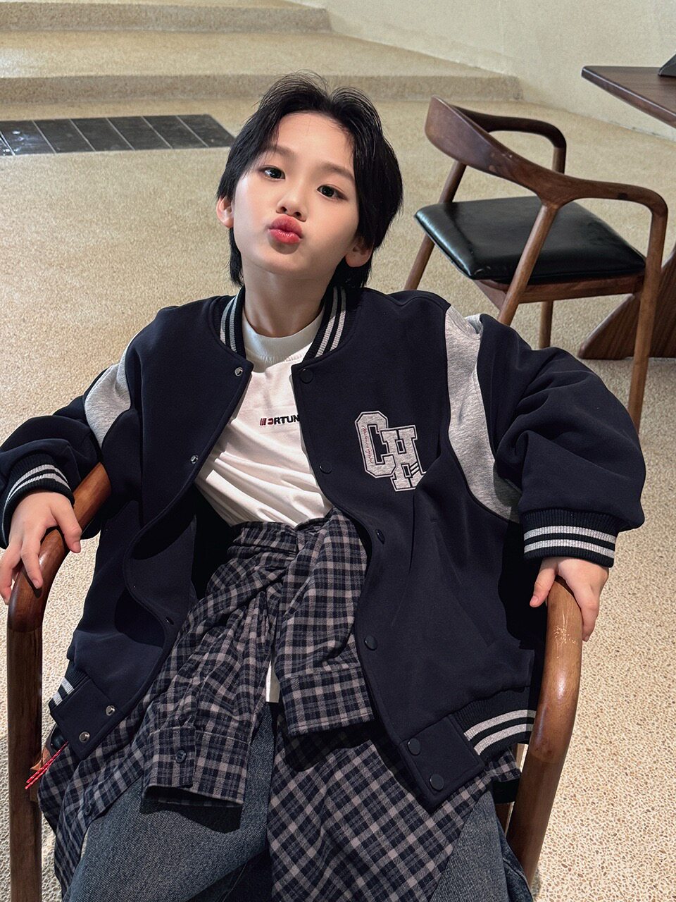 青少年棒球服外套学生复古针织夹普通外套