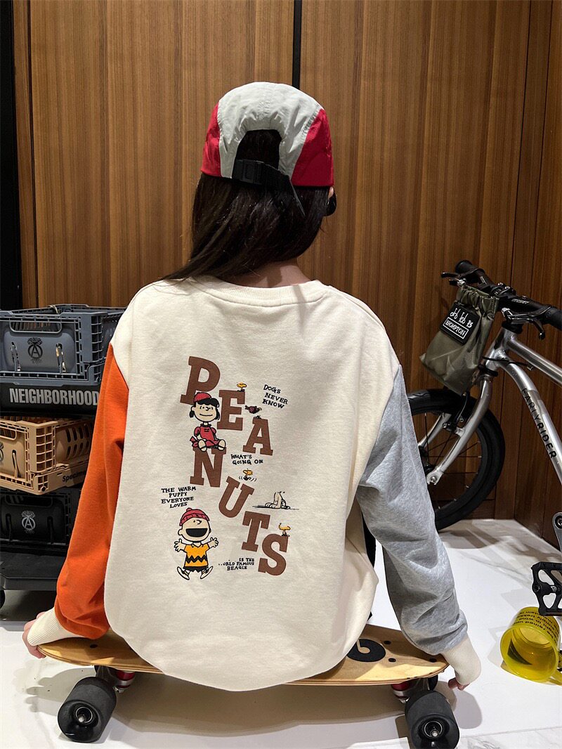 女童长袖T恤圆领套头休闲百搭宽松上衣秋款青少年卫衣学生打底衫