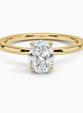 D色VVS莫桑石S925镀18K椭圆戒