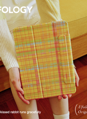 Ufology原创黄色格纹适用ipadair6保护壳pro11寸平板mini6/7保护套air4/5全包air7笔槽13寸苹果8/9/10/11代