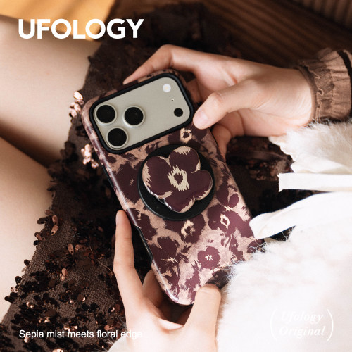 Ufology原创磁吸韩国进口菲林适用iPhone18promax手机壳16pro苹果15pro秋冬17pro复古13新款二合一14棕色花