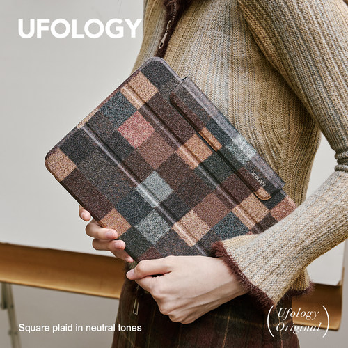 Ufology原创适用ipadair6保护壳pro11寸平板mini6保护套air4/5磁吸全包air3笔槽13寸苹果7/8/9/10代秋冬格纹