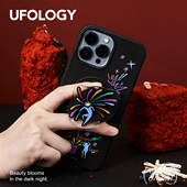 Ufology原创黑色降解壳手机壳适用iPhone15promax手机壳14pro创意13磁吸12卡包支架个性 高级12新款 烟花16pro