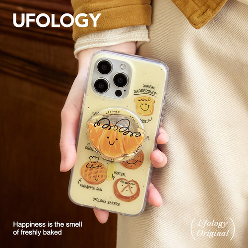 Ufology原创磁吸适用iPhone15promax手机壳14pro苹果13面包全包新款手绘高级支架双层imd全包支架可爱新款
