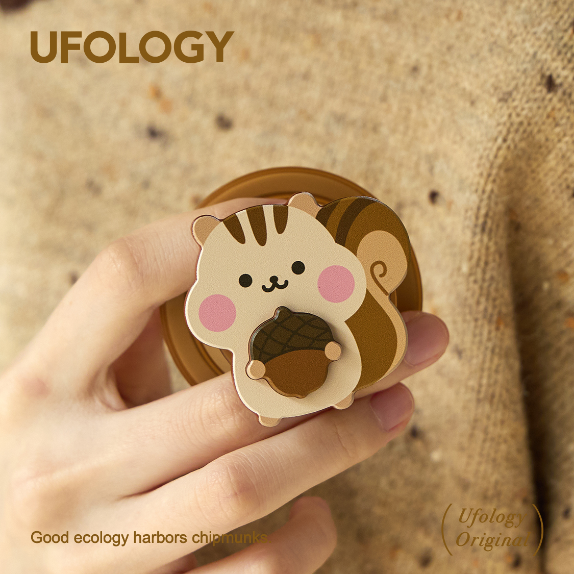 Ufology原创手机磁吸支架支持magsafe桌面便携秋冬花栗鼠创意懒人