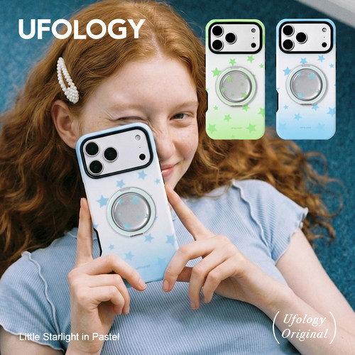 Ufology原创磁吸韩国进口菲林适用iPhone17promax手机壳16pro苹果15pro蓝绿渐变星星14pro全包13新款360支架