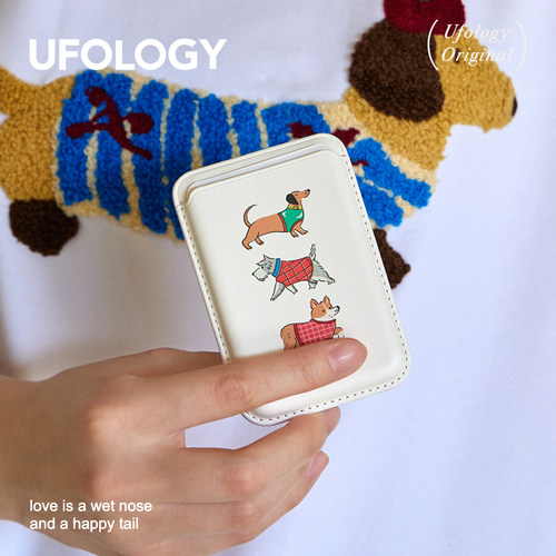Ufology原创设计磁吸手机卡包适用苹果magsafe卡套插画小狗