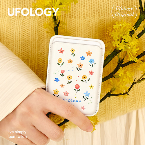 Ufology原创设计磁吸手机卡包适用苹果magsafe卡套插画小碎花春天