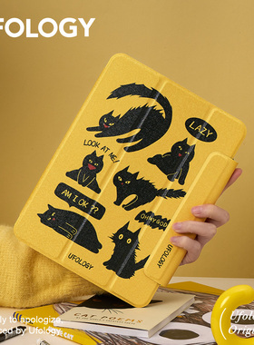 Ufology原创炸毛猫适用ipadair5保护壳pro11英寸套ipad9代10代mini6笔槽air4可爱8代2020全包pro2021磁吸2022