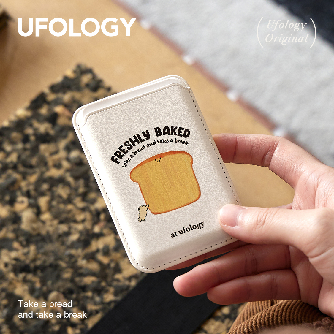 Ufology原创设计磁吸手机卡包适用苹果magsafe卡套插画可爱面包