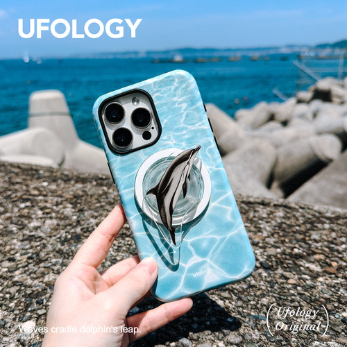 Ufology原创磁吸韩国进口菲林适用iPhone16promax手机壳15pro苹果14大海13水波纹12新款二合一17支架海豚夏天