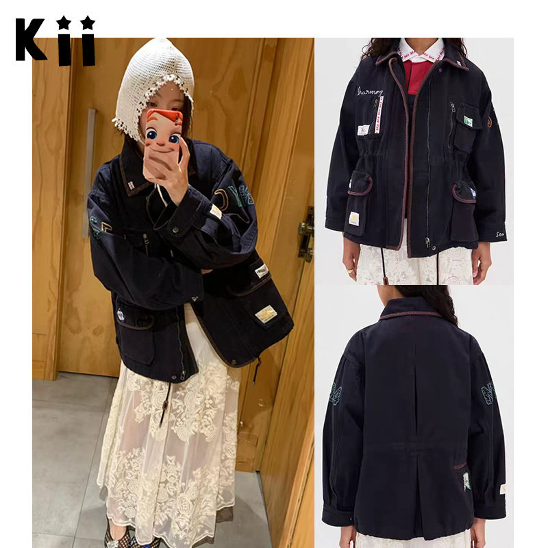 Kii部分现货Sea New York早秋新款撞色边刺绣贴图工装夹克外套女,女装/女士精品,短外套,淘宝优惠券,粉丝福利购,淘宝优惠卷