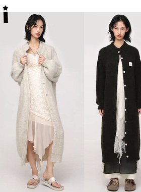 Kii正品现货Amercian Vintage 长款针织外套25秋冬立领大衣IINC