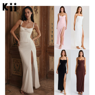 Kii美国正品House of CB优雅长裙弹力网纱吊带鱼骨收腰连衣裙Lini
