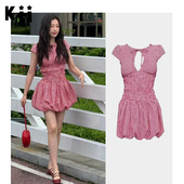 红色格纹修身 Kii正品 连衣裙短裙 Polly 虞书欣同款 现货 Princess