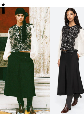 Kii美国代购Sea New York蕾丝拼色灯笼袖衬衫羊毛腰带裙裤Adeline