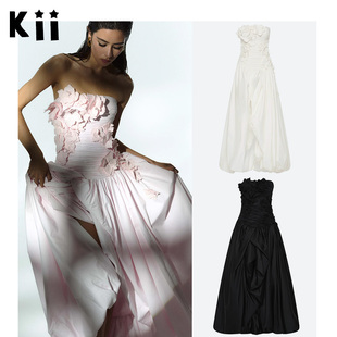 Kii澳洲正品 Aje弹性褶皱立体花朵全棉抹胸蓬松中连衣裙Splendour