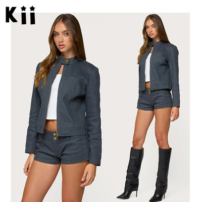 Edikted短外套机车夹克短裤套装