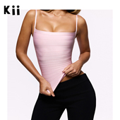 House Kii美国代 女士横条纹弹力绷带吊带背心上衣The Body