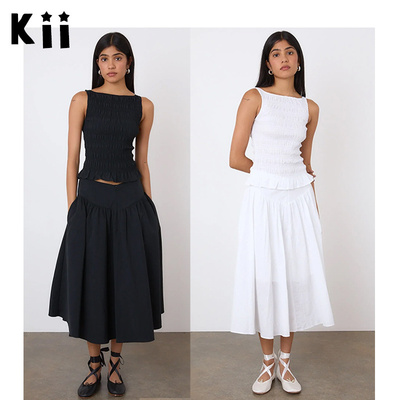 Peachyden套装褶皱上衣半身裙