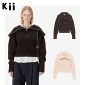 Night Kii少量现货正品 IRO 秋冬拉链翻领收腰针织毛衣外套女SWANA