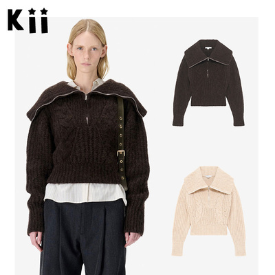 Kii少量现货正品IRO Night 秋冬拉链翻领收腰针织毛衣外套女SWANA