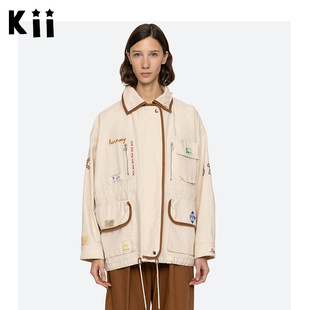 Kii美国购 Sea New York春秋款刺绣百搭夹克宽松可调节抽绳外套