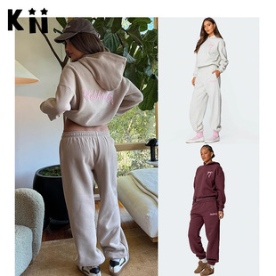 Kii部分现货Edikted美式休闲秋冬连帽卫衣弹力束脚卫裤长裤套装女