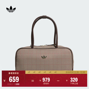 格纹多口袋经典 adidas阿迪达斯三叶草 实用运动单肩包拎包女子新款